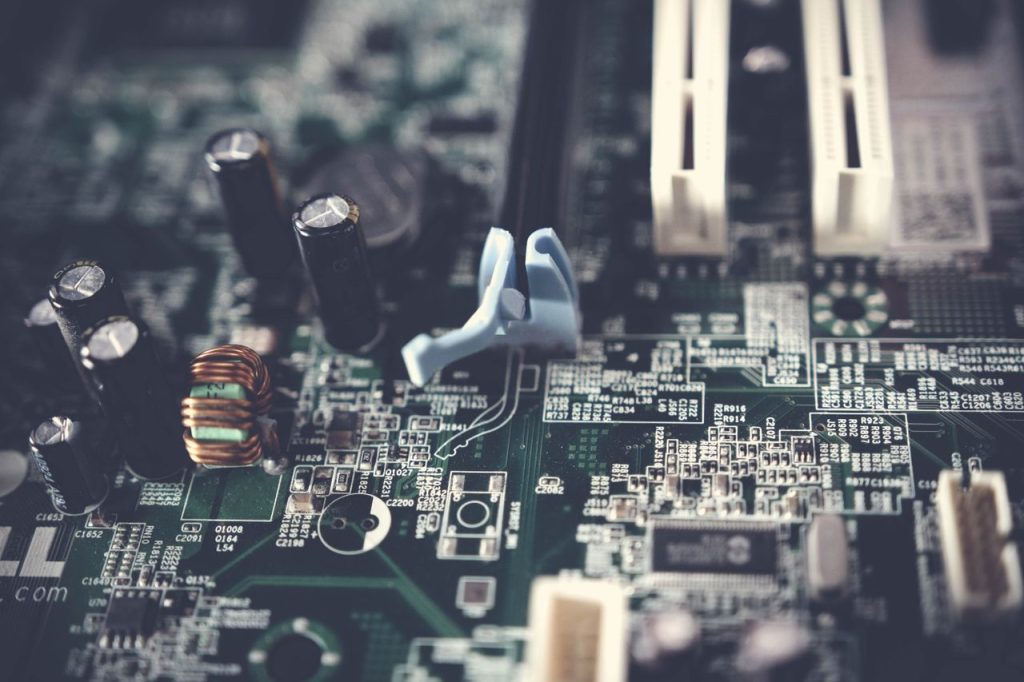 Elektronische Platine mit Tilt-Shift-Effekt
